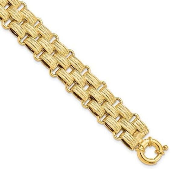 Leslie's 14K Gold Polished Basket Weave Fancy Bracelet - Picture 1 of 4